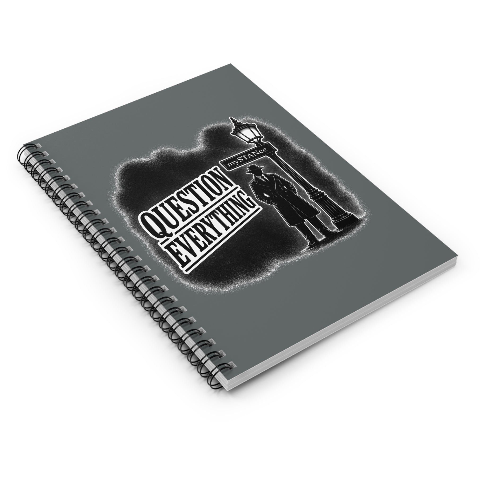 Question Everything Spiral Notebook — Detective Noir Journal