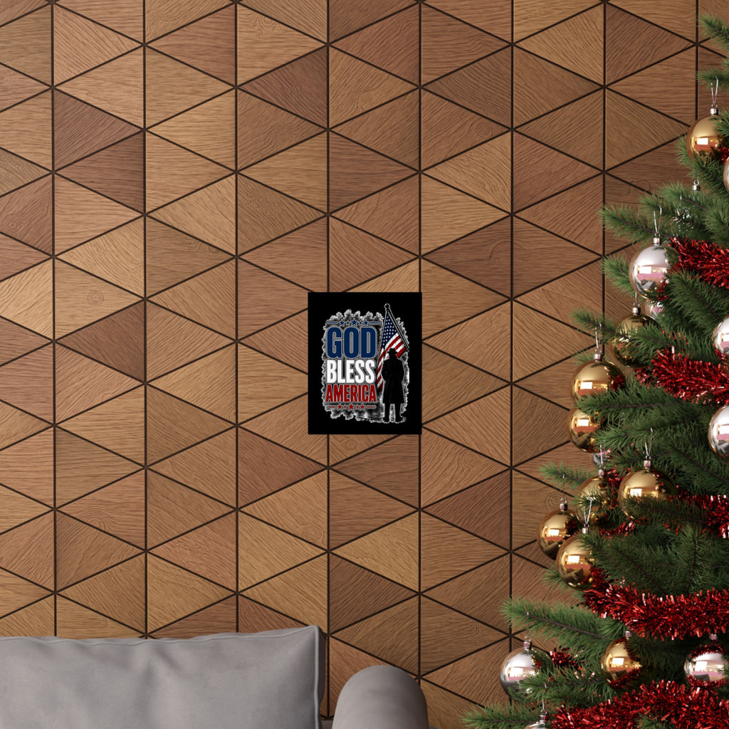 God Bless America Poster | Patriotic Wall Art | USA Flag Decor | American Home Office Print