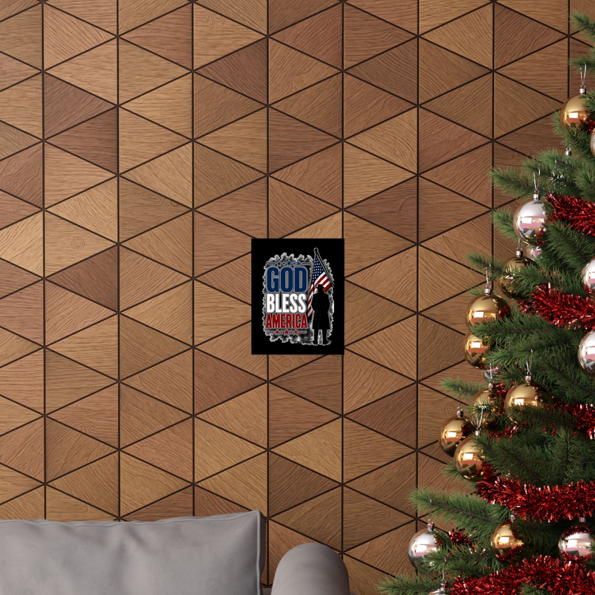 God Bless America Poster | Patriotic Wall Art | USA Flag Decor | American Home Office Print
