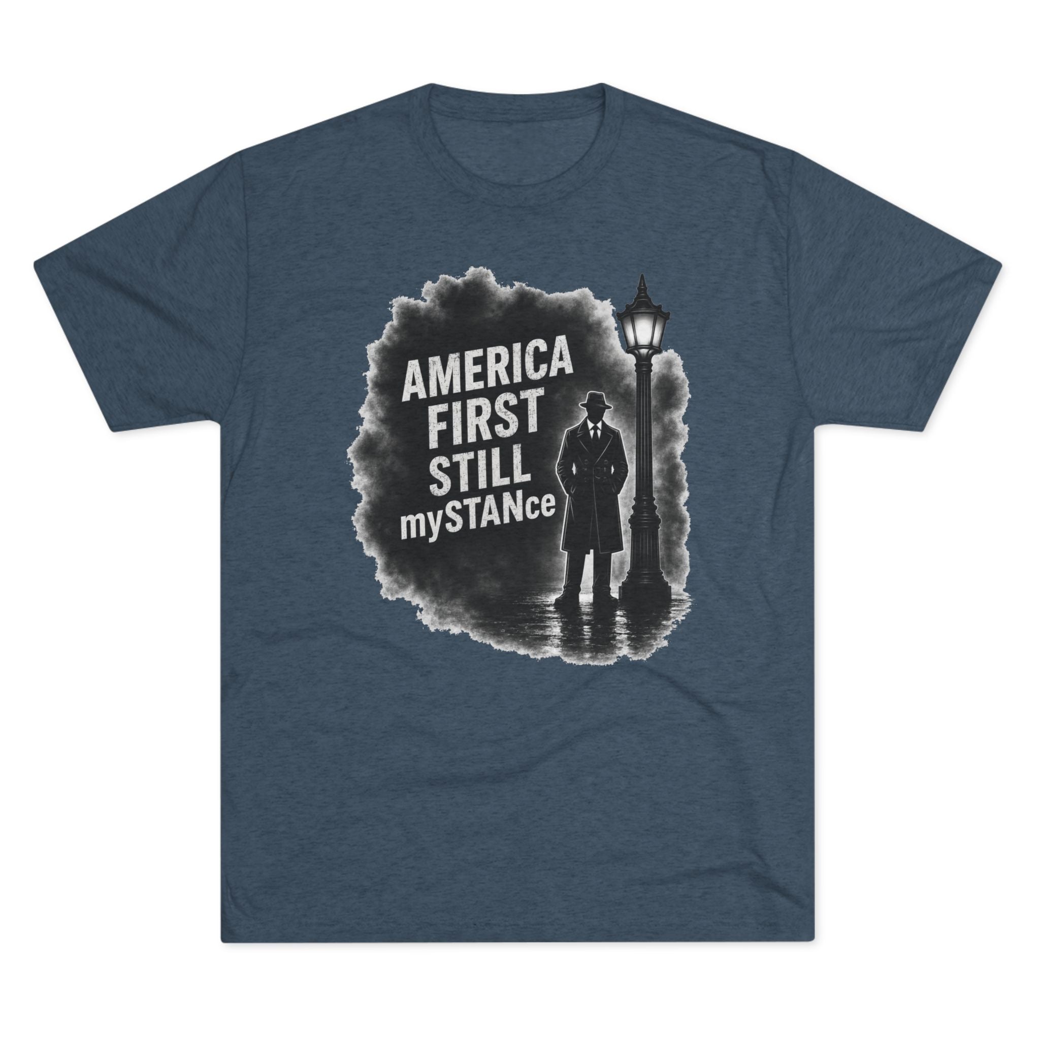 Crew Tee — "America First Still mySTANce" Vintage Shadow Graphic