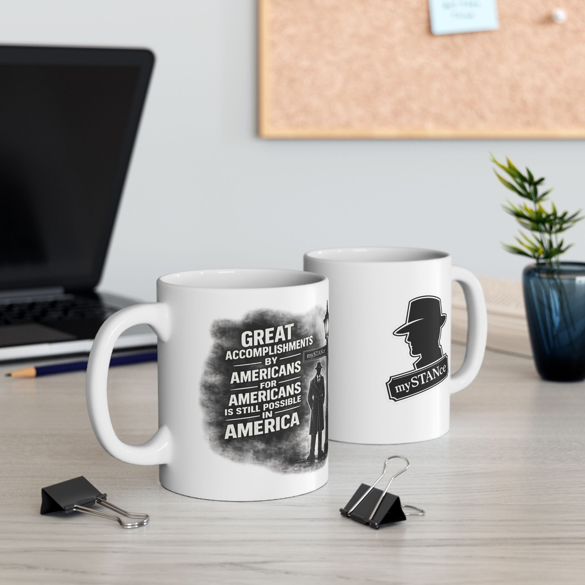 "Great American Accomplishment " Ceramic Mug — Noir Lamppost Design (11oz, 15oz)