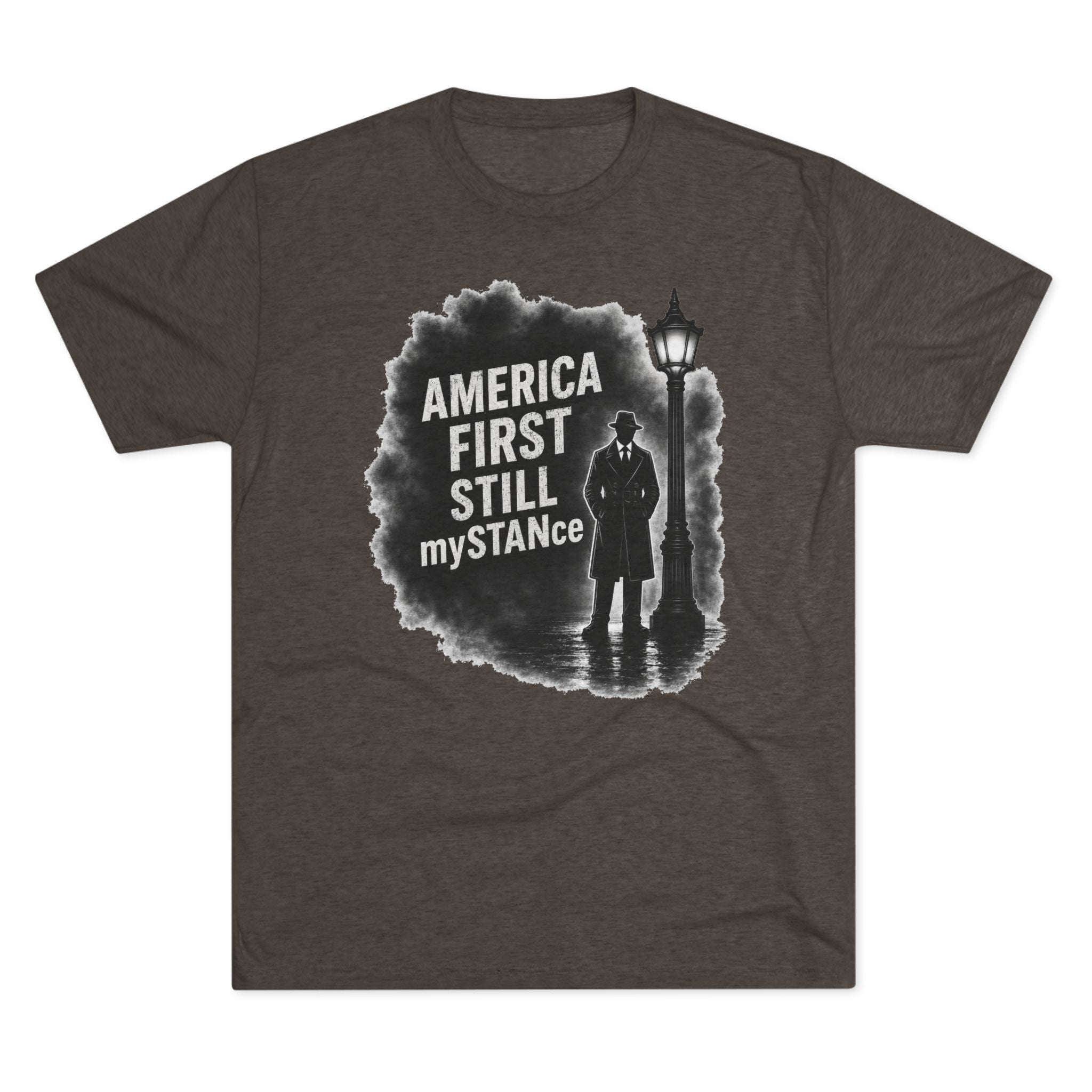 Crew Tee — "America First Still mySTANce" Vintage Shadow Graphic