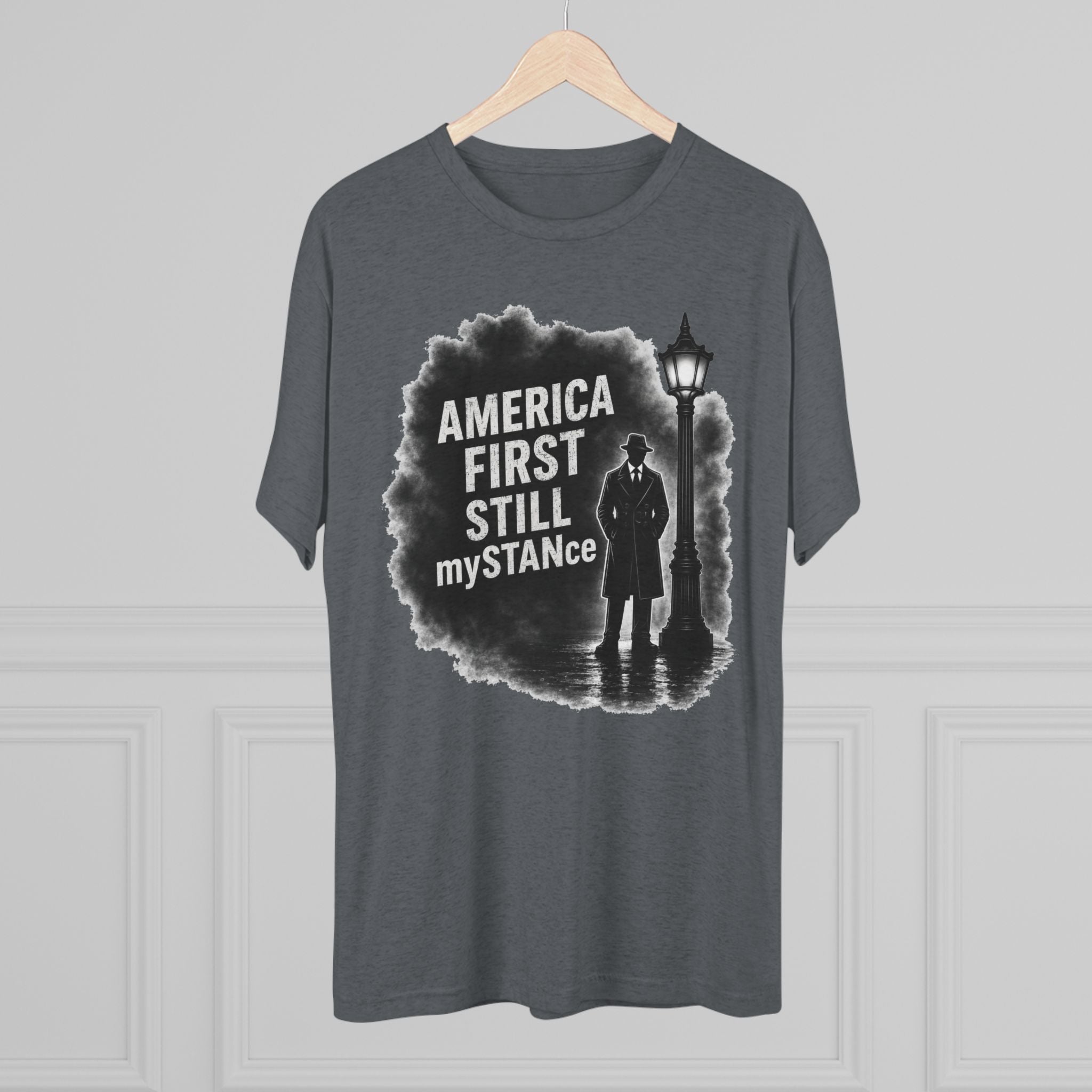 Crew Tee — "America First Still mySTANce" Vintage Shadow Graphic