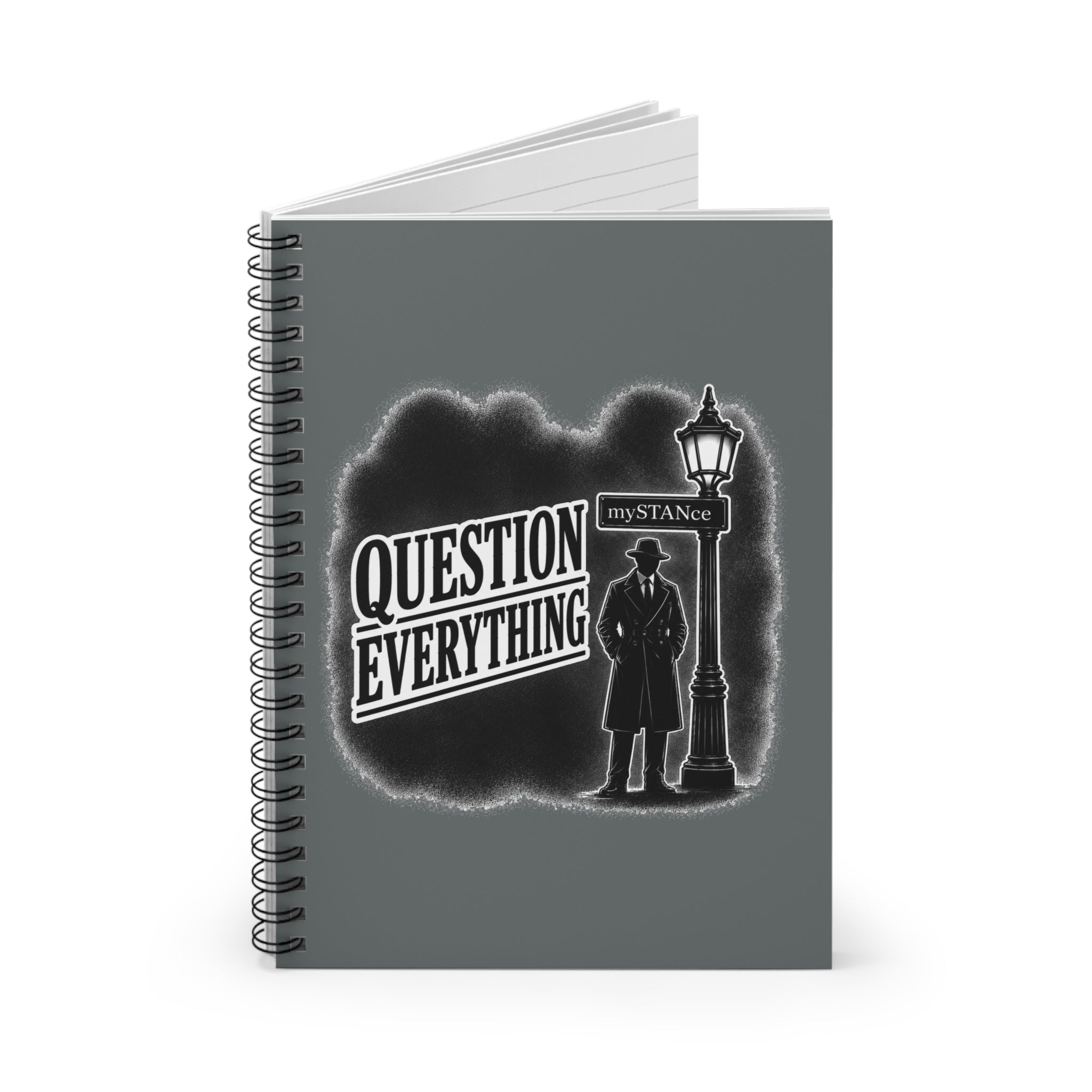 Question Everything Spiral Notebook — Detective Noir Journal