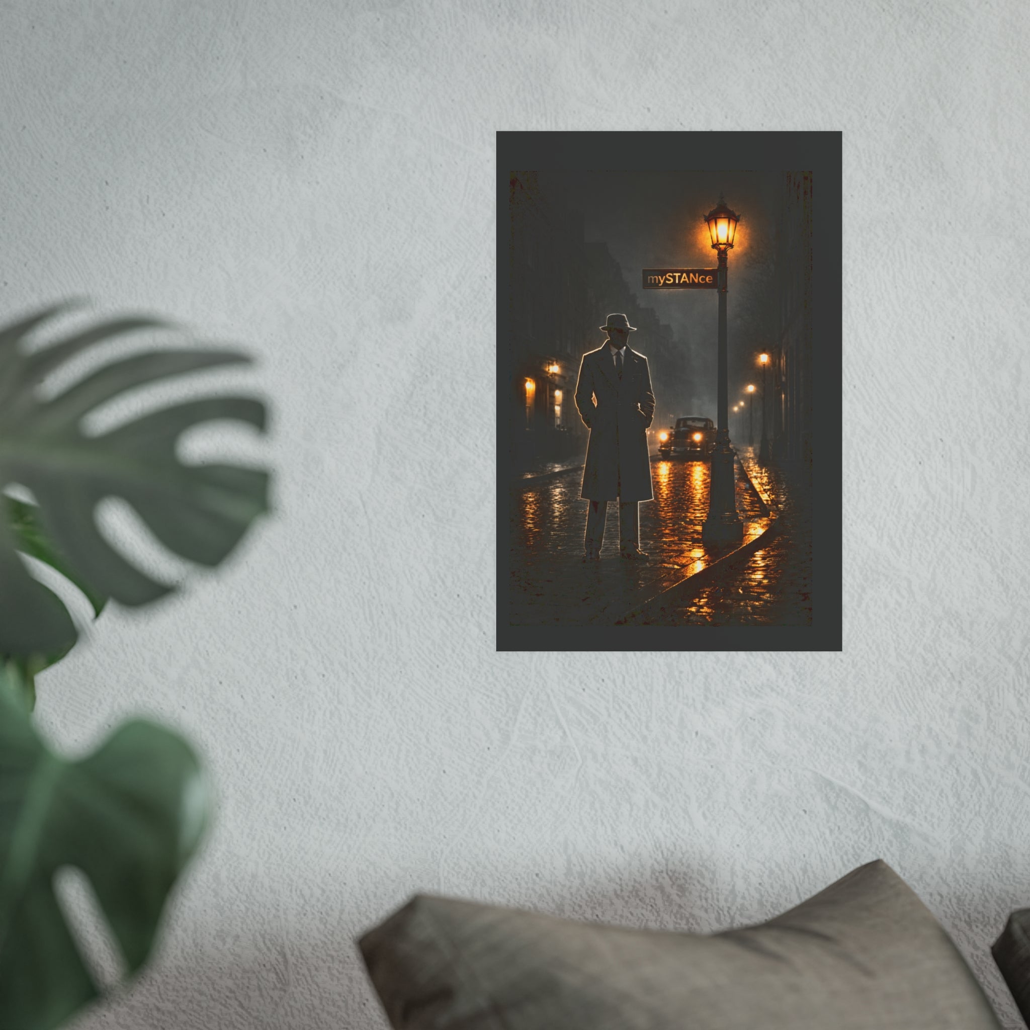 Mystery Noir Office Poster — Vintage Detective Street Scene Satin/Matte Print