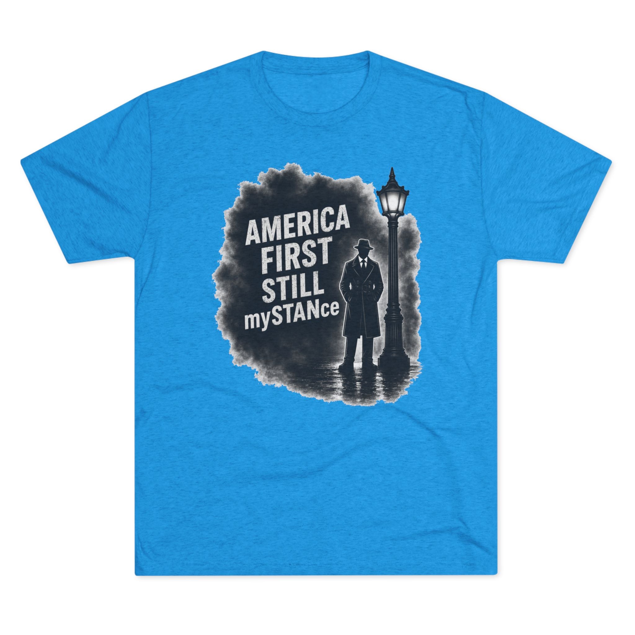Crew Tee — "America First Still mySTANce" Vintage Shadow Graphic
