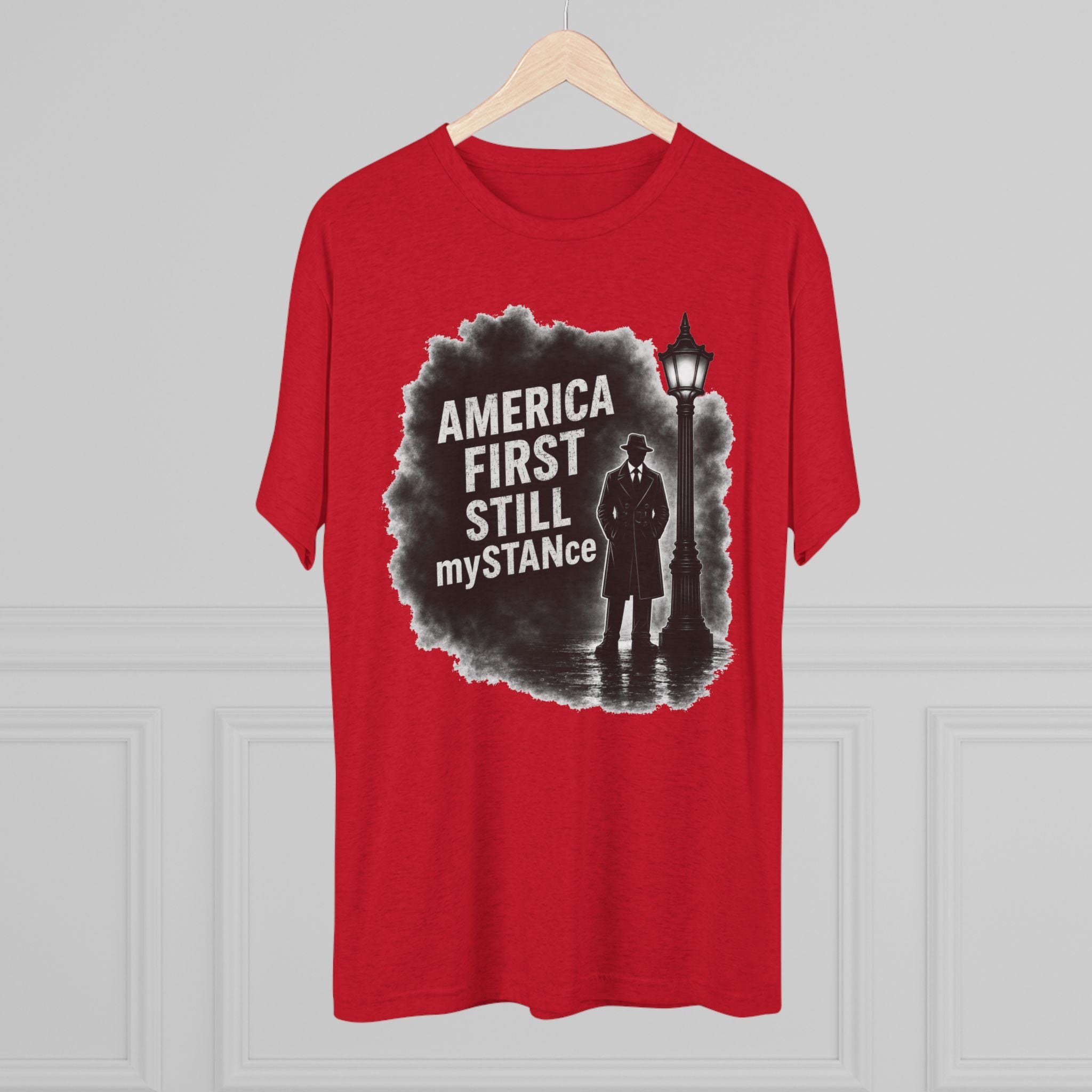 Crew Tee — "America First Still mySTANce" Vintage Shadow Graphic