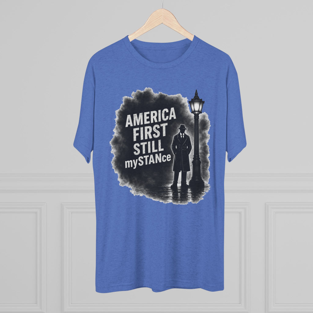 Crew Tee — "America First Still mySTANce" Vintage Shadow Graphic