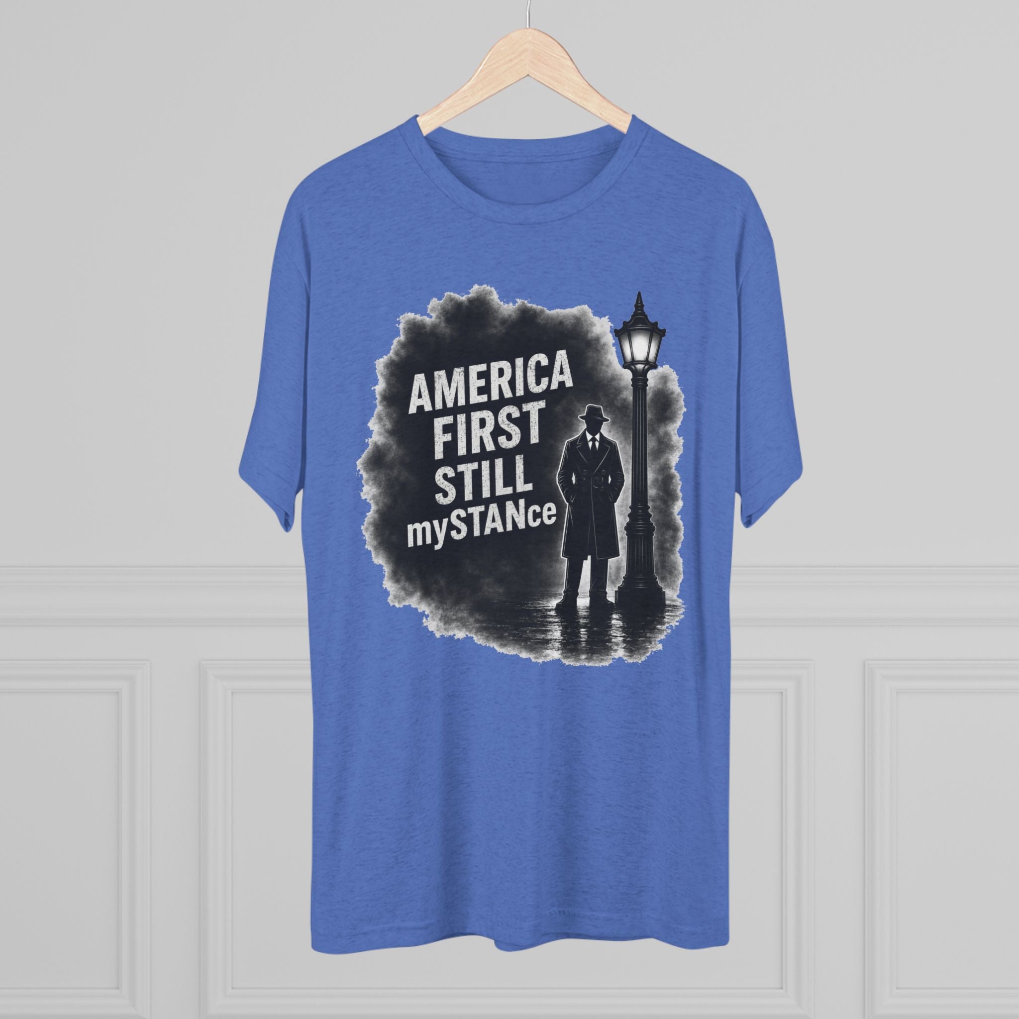 Crew Tee — "America First Still mySTANce" Vintage Shadow Graphic