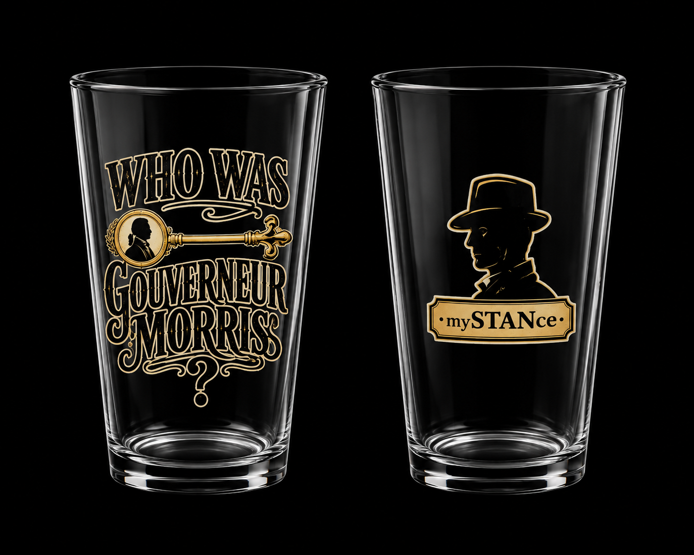Mixing Glass 16oz — "Who Was Gouverneur?" Vintage Bar Pint Glass