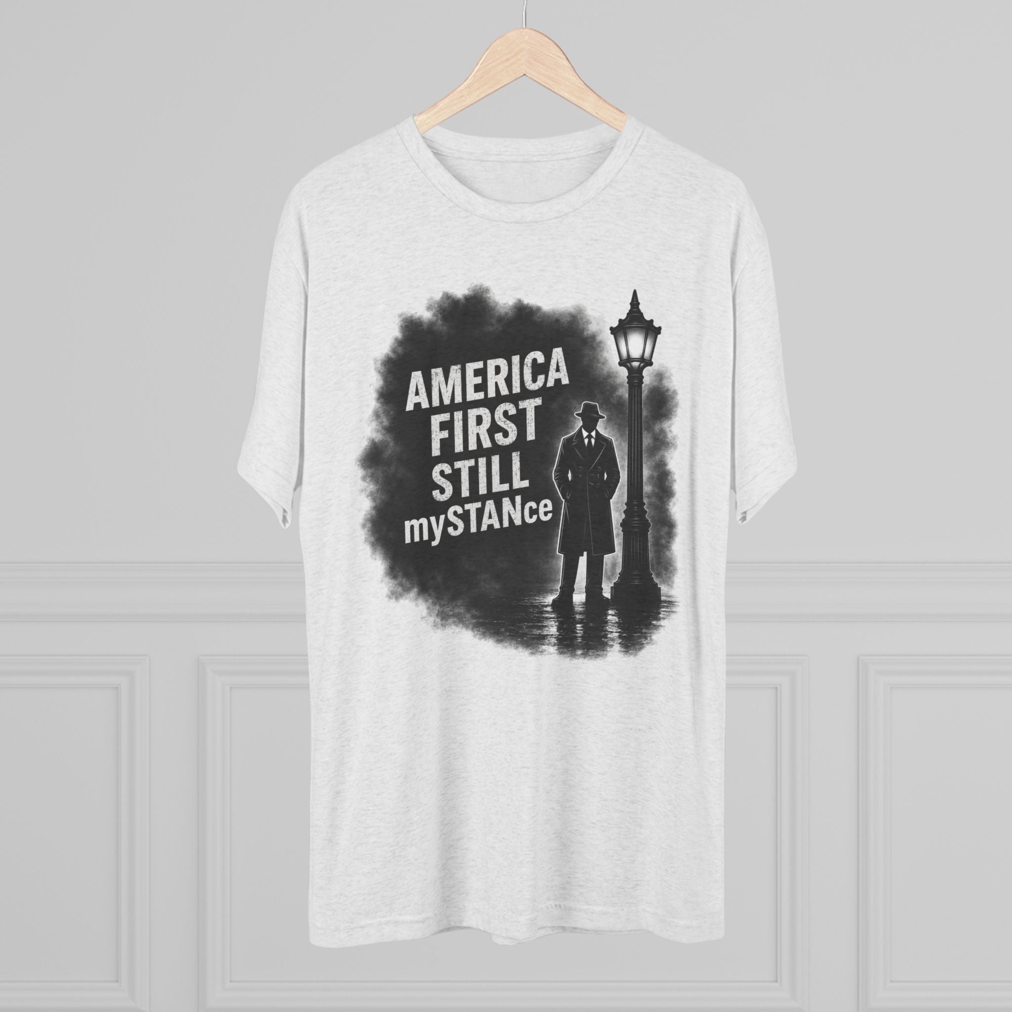 Crew Tee — "America First Still mySTANce" Vintage Shadow Graphic