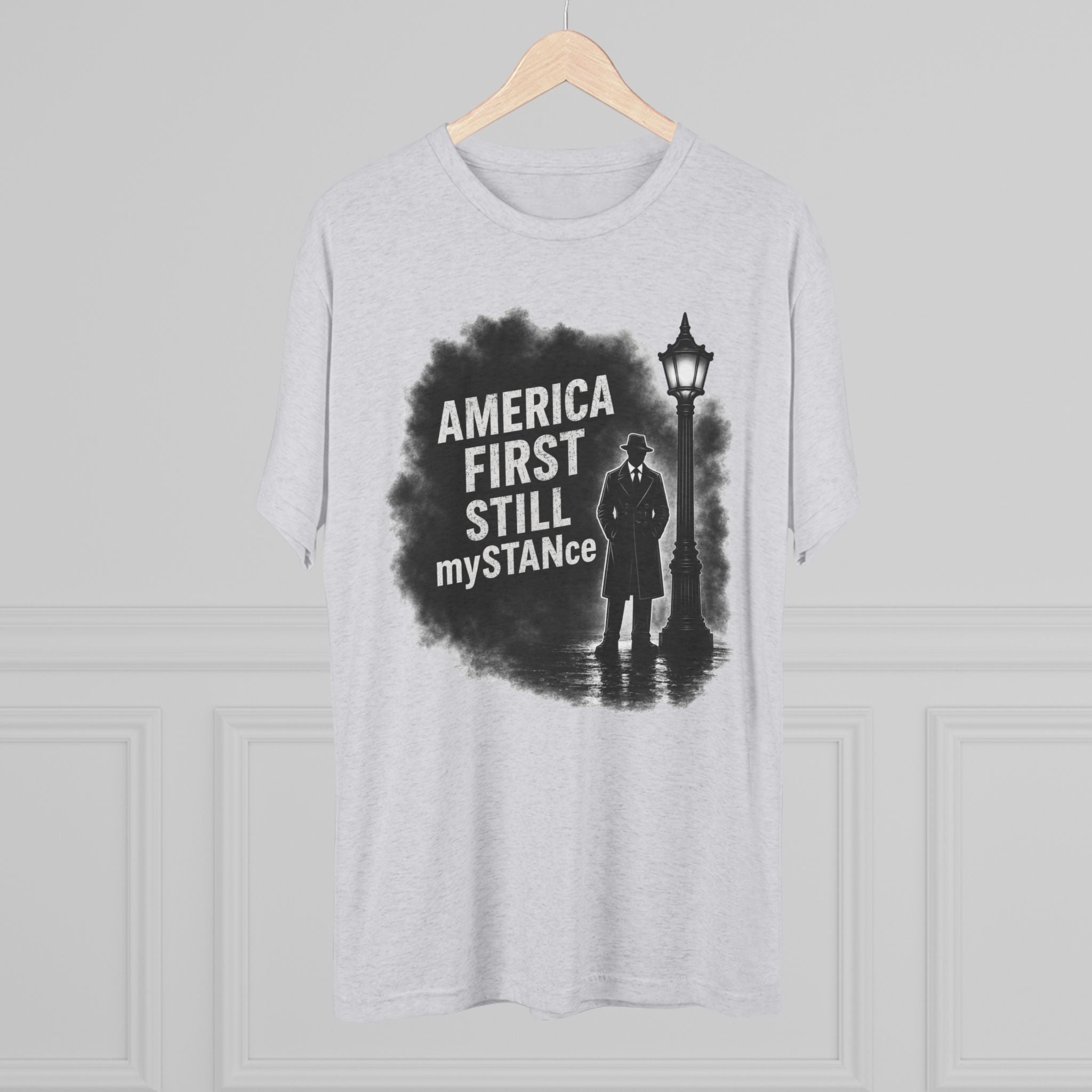 Crew Tee — "America First Still mySTANce" Vintage Shadow Graphic