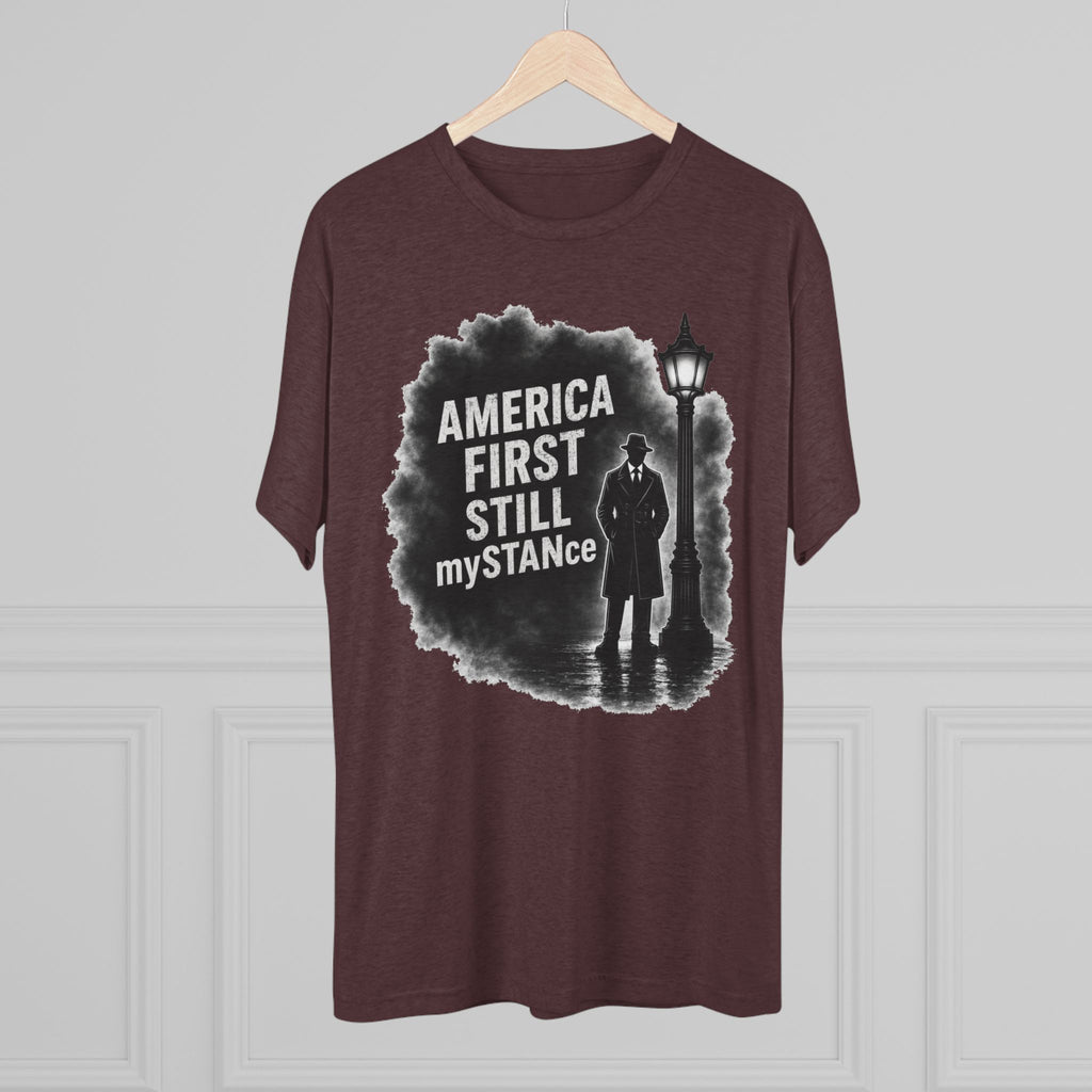 Crew Tee — "America First Still mySTANce" Vintage Shadow Graphic