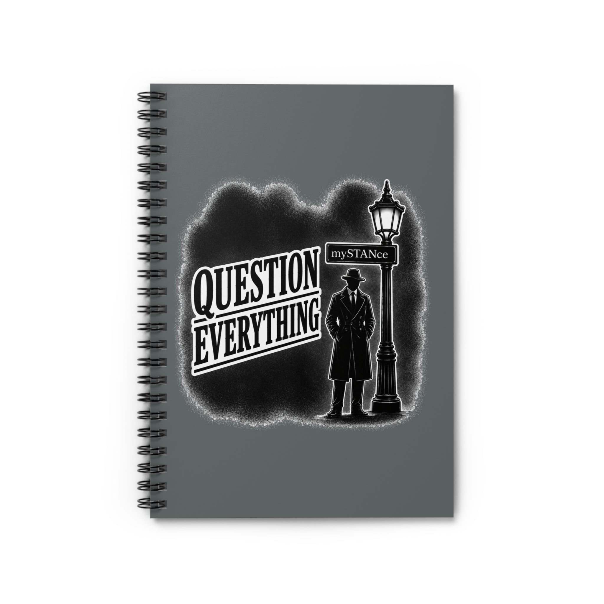 Question Everything Spiral Notebook — Detective Noir Journal