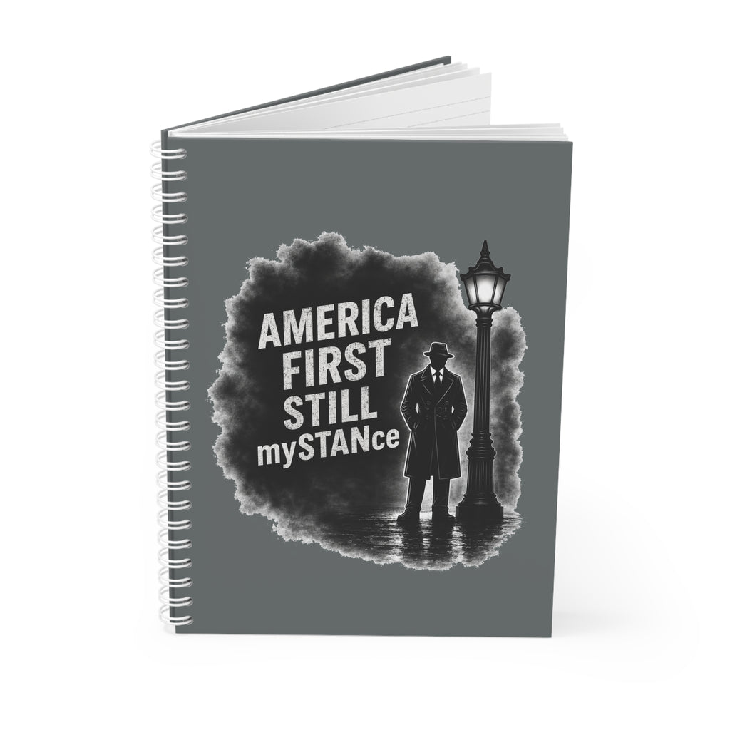 America First mySTANCe Spiral Notebook — Patriotic Vintage Detective Design