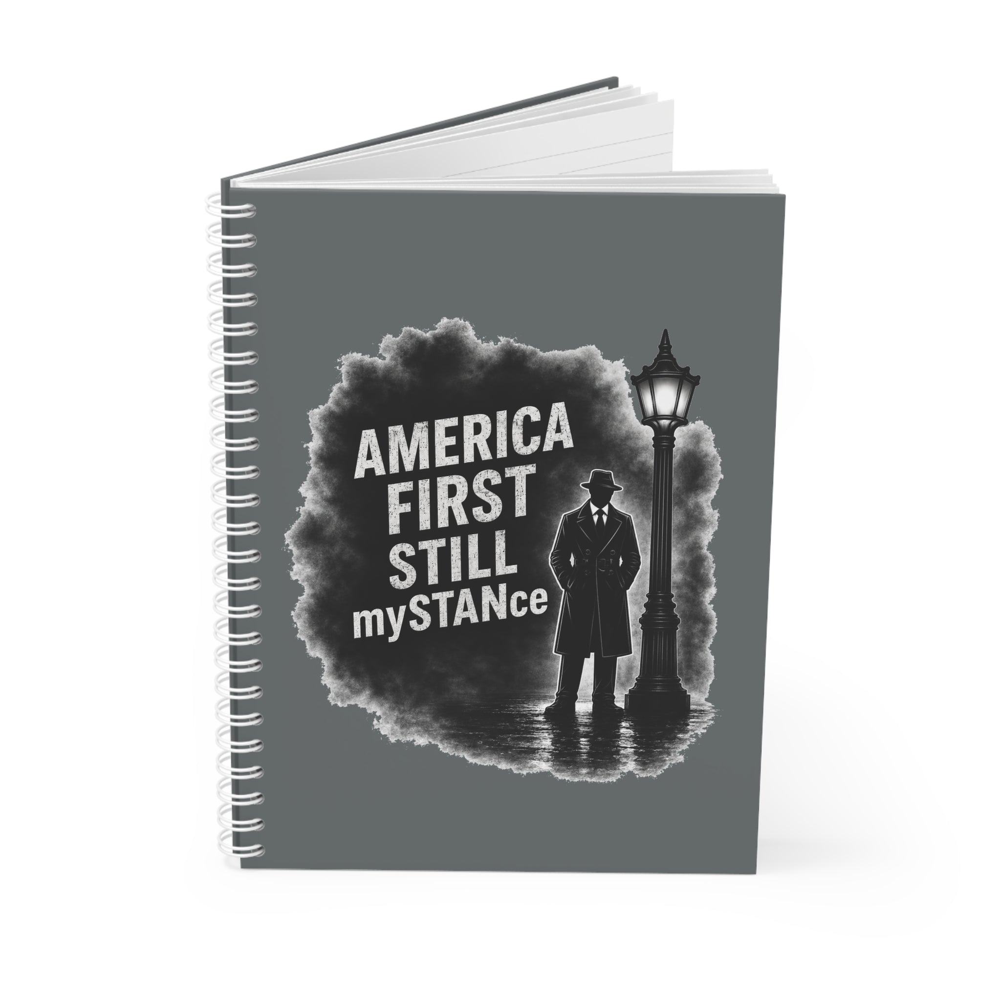 America First mySTANCe Spiral Notebook — Patriotic Vintage Detective Design