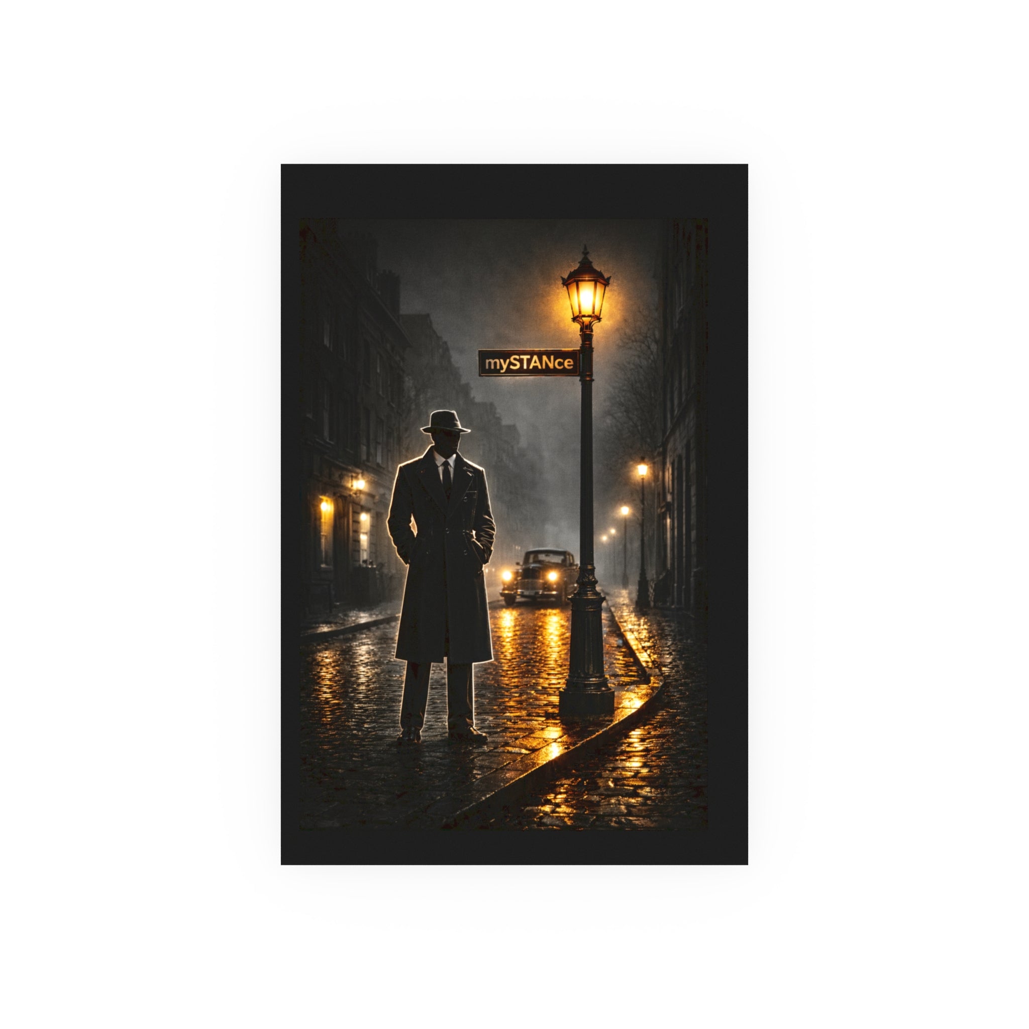 Mystery Noir Office Poster — Vintage Detective Street Scene Satin/Matte Print
