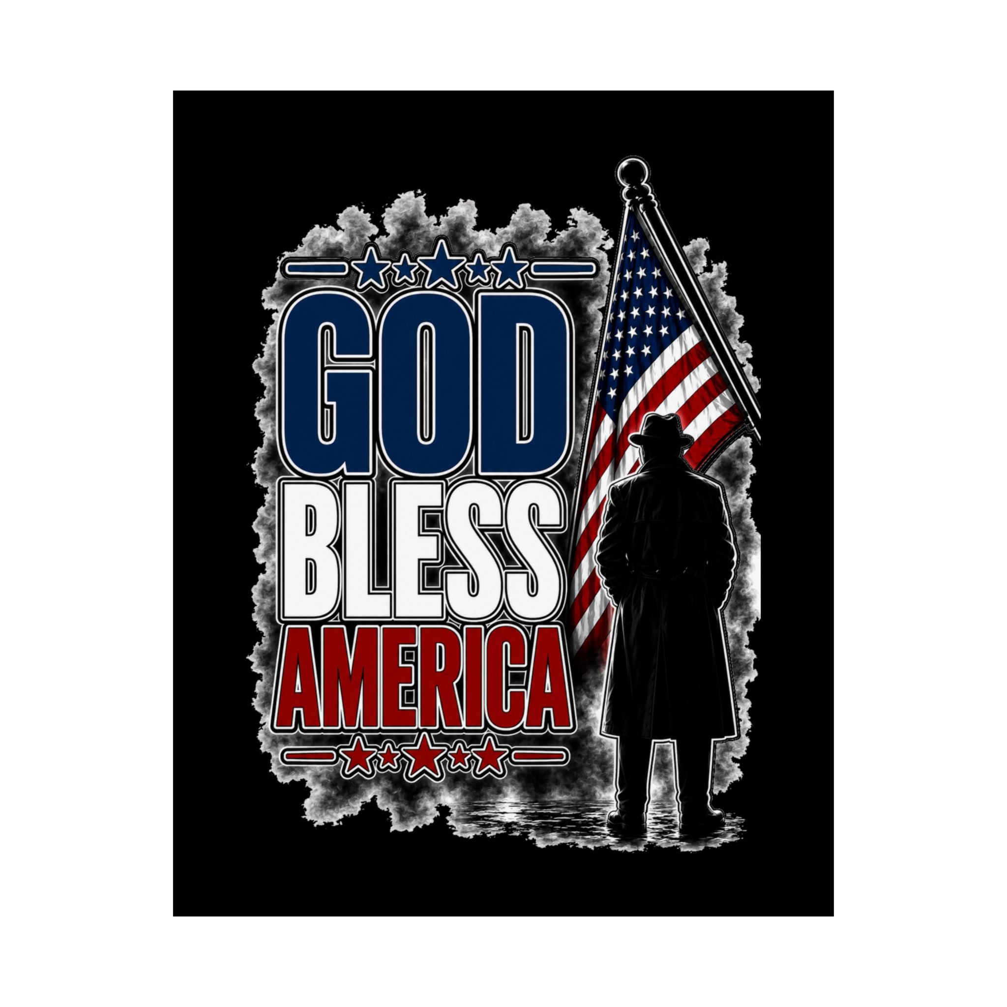 God Bless America Poster | Patriotic Wall Art | USA Flag Decor | American Home Office Print