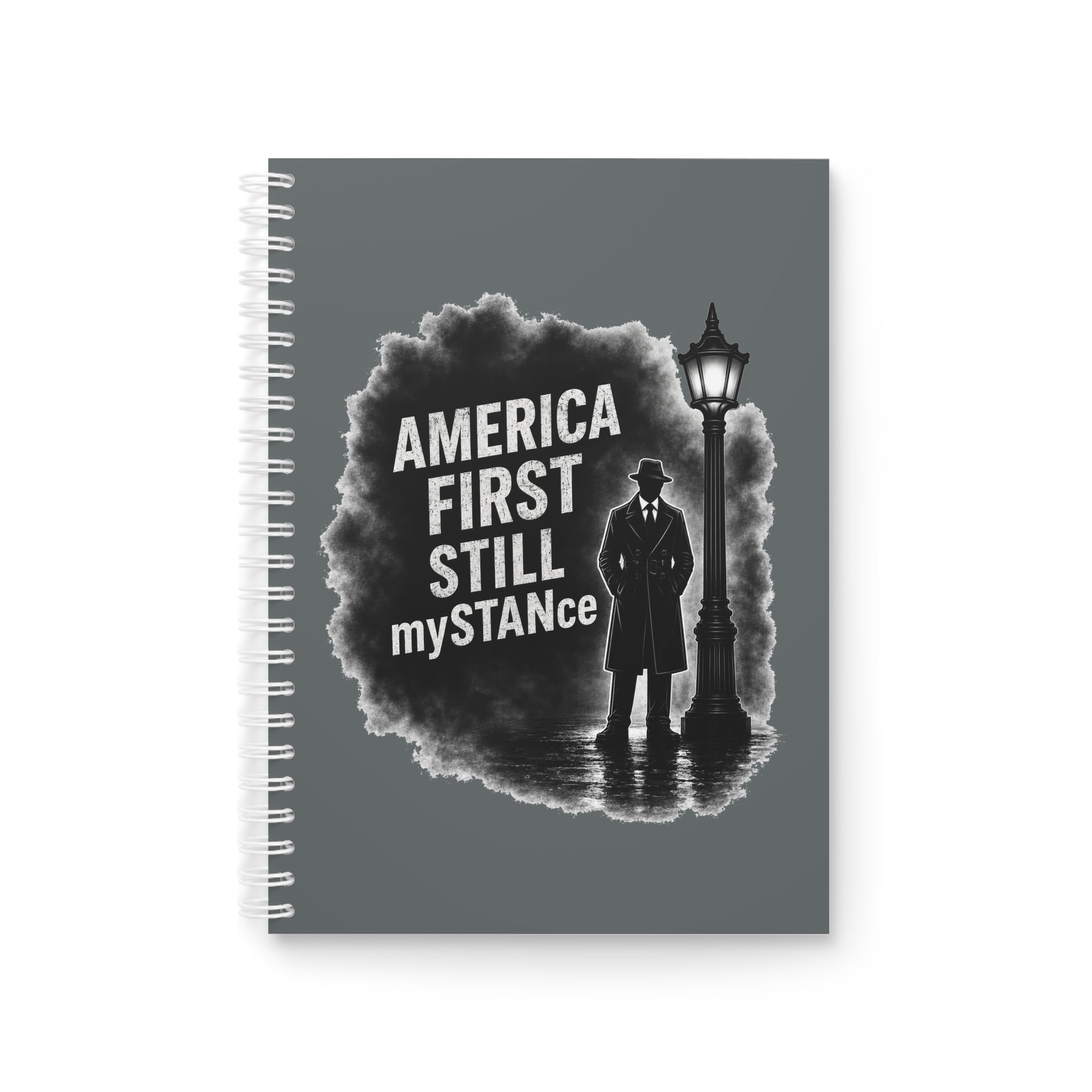 America First mySTANCe Spiral Notebook — Patriotic Vintage Detective Design