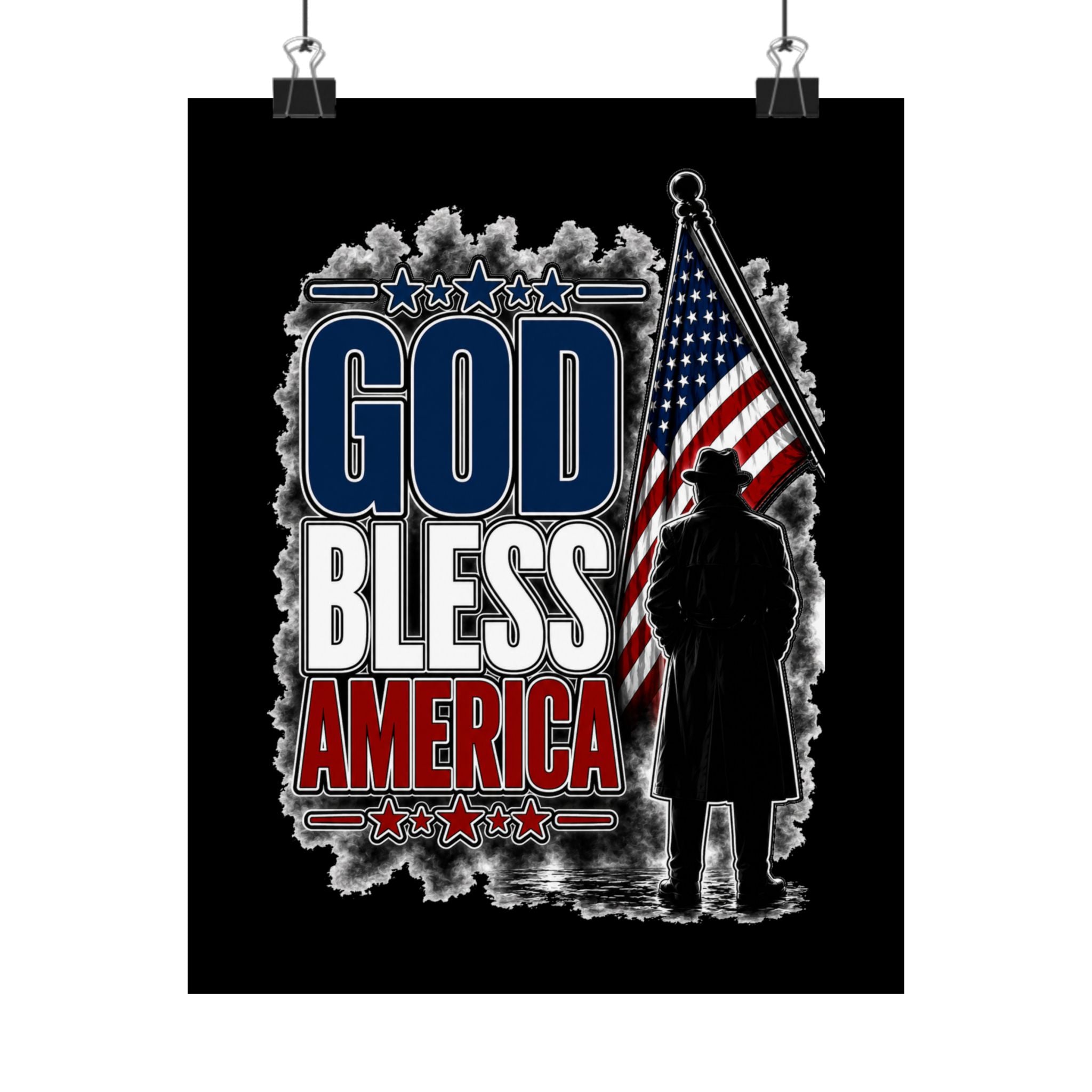 God Bless America Poster | Patriotic Wall Art | USA Flag Decor | American Home Office Print