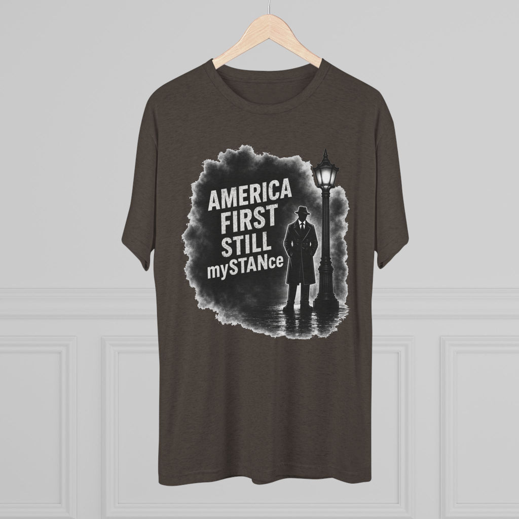 Crew Tee — "America First Still mySTANce" Vintage Shadow Graphic