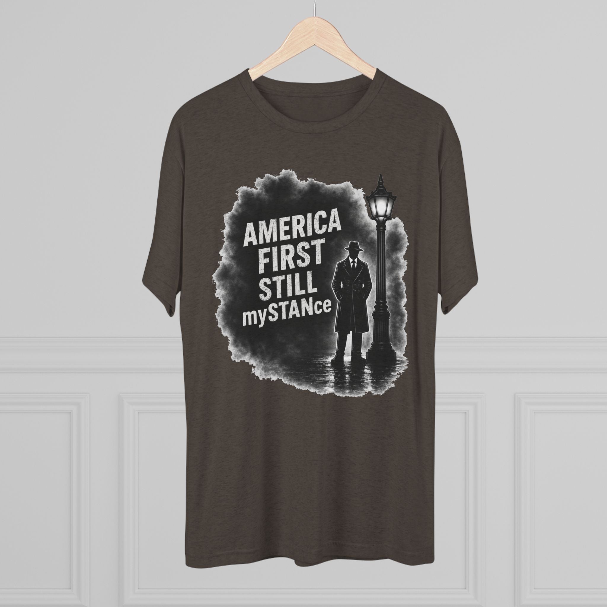 Crew Tee — "America First Still mySTANce" Vintage Shadow Graphic