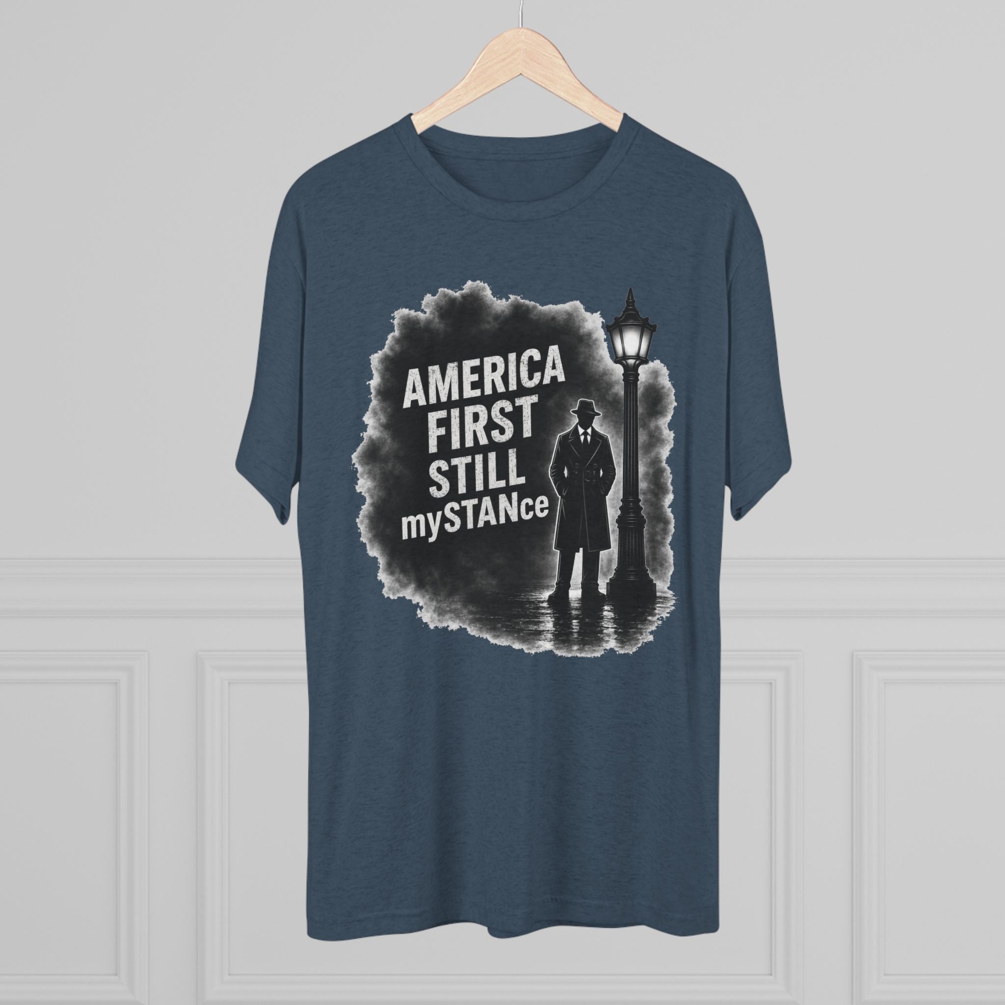 Crew Tee — "America First Still mySTANce" Vintage Shadow Graphic