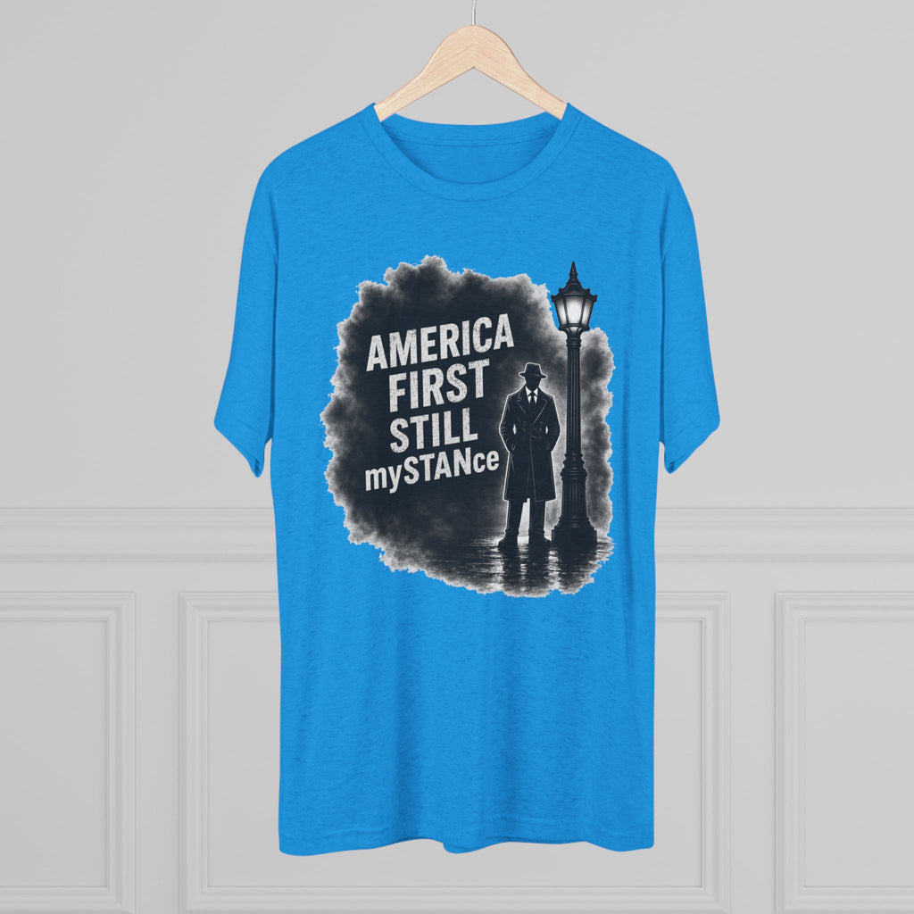 Crew Tee — "America First Still mySTANce" Vintage Shadow Graphic