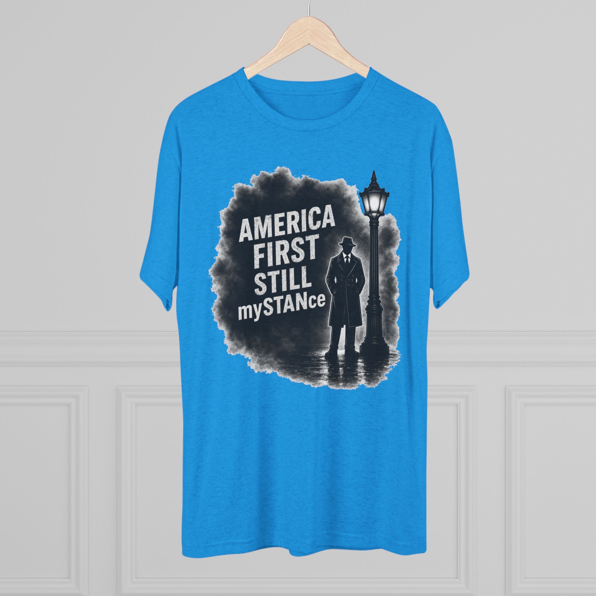 Crew Tee — "America First Still mySTANce" Vintage Shadow Graphic